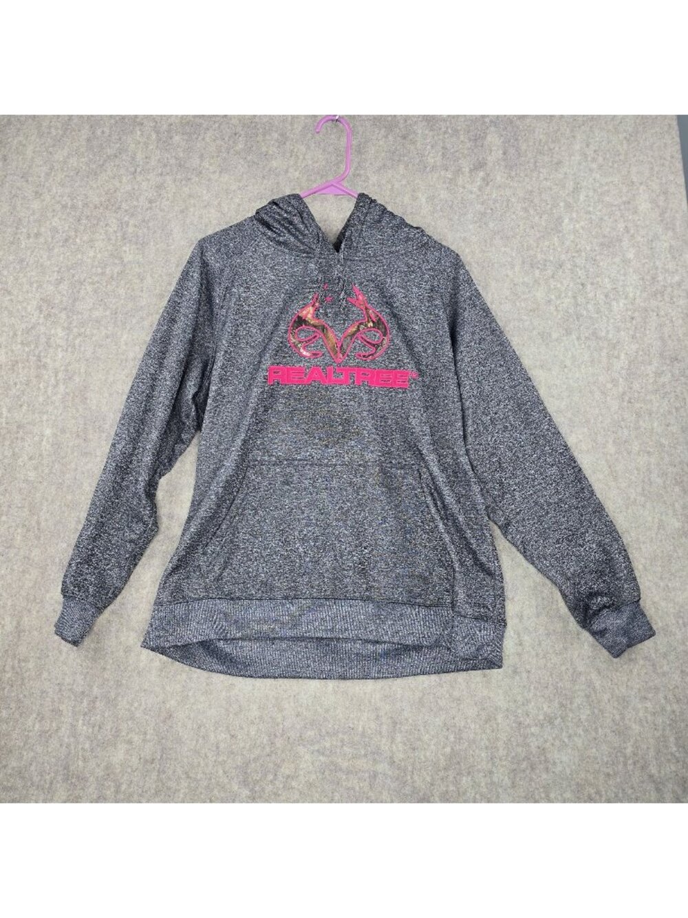 Realtree Womens Hooded Sweatshirt Gray Size Large Polyester Casual Pullover